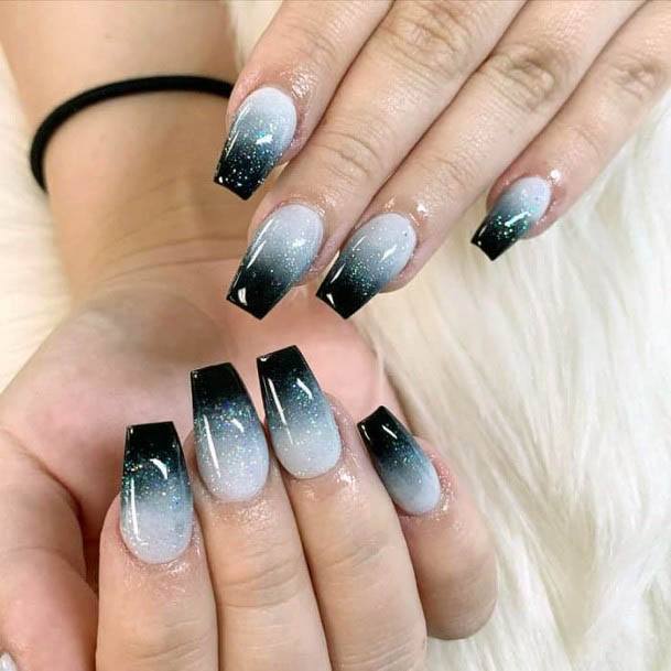 Dark And White Ombre Nails Women