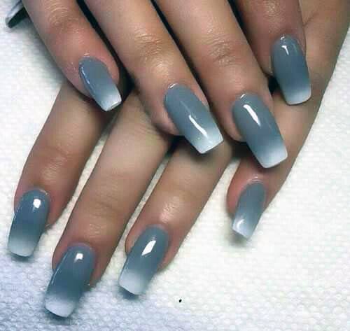 Grey And White Ombre Nails Women