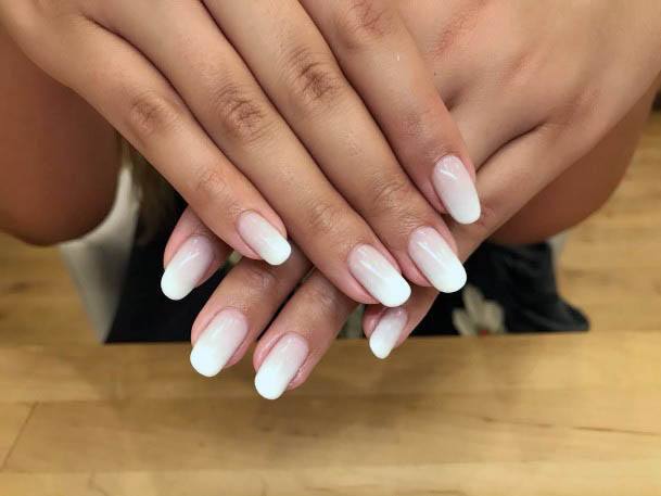 Pearly White Ombre Nails Women