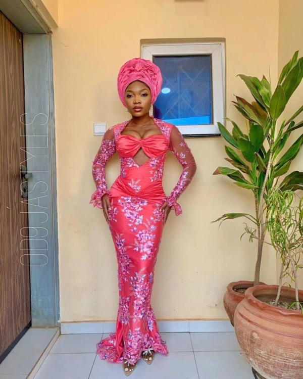 45+ Radiant Baby Pink Colour Lace Aso-Ebi Styles For Owambe (11)