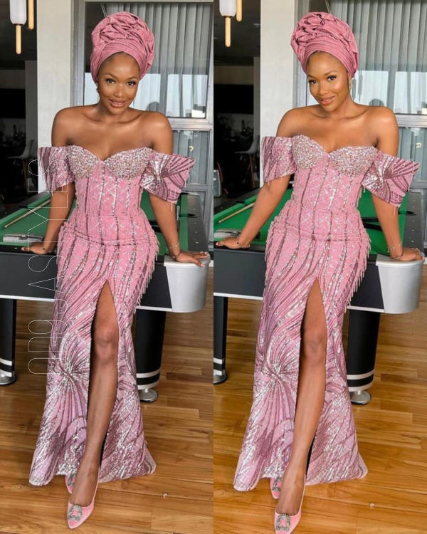 45+ Radiant Baby Pink Colour Lace Aso-Ebi Styles For Owambe (14)