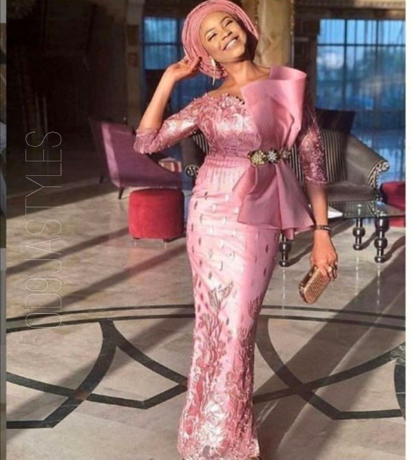 45+ Radiant Baby Pink Colour Lace Aso-Ebi Styles For Owambe (22)