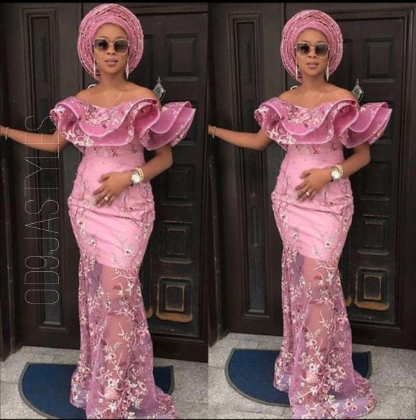 45+ Radiant Baby Pink Colour Lace Aso-Ebi Styles For Owambe (24)