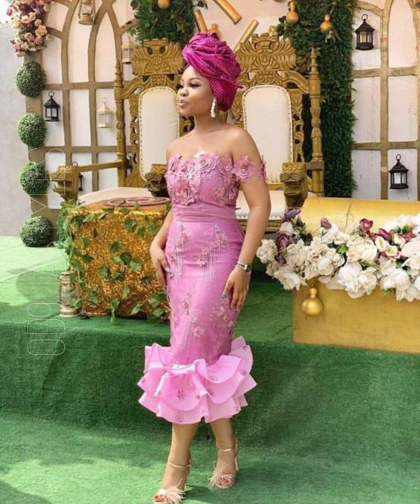 45+ Radiant Baby Pink Colour Lace Aso-Ebi Styles For Owambe (32)