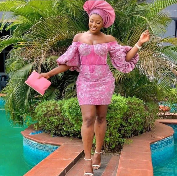 45+ Radiant Baby Pink Colour Lace Aso-Ebi Styles For Owambe (38)