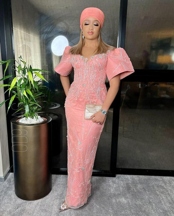 45+ Radiant Baby Pink Colour Lace Aso-Ebi Styles For Owambe (5)