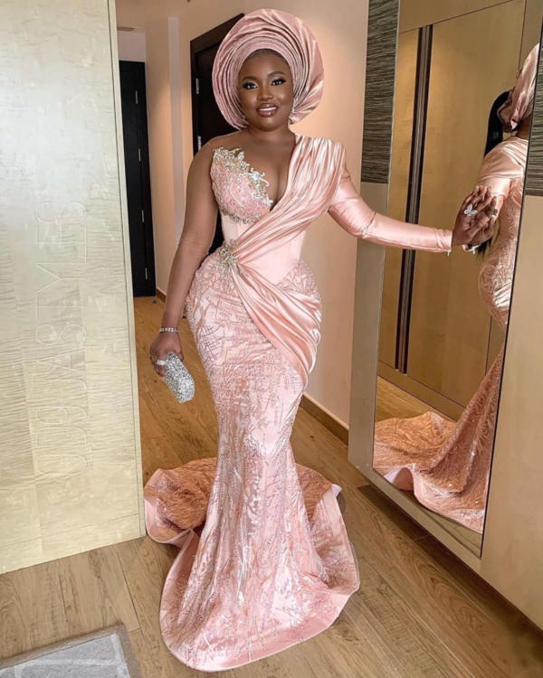 45+ Radiant Baby Pink Colour Lace Aso-Ebi Styles For Owambe (9)