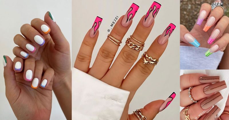 70 Photos: Trendy Summer Nail Colours & Designs : Hot Pink Flame Tip Nails