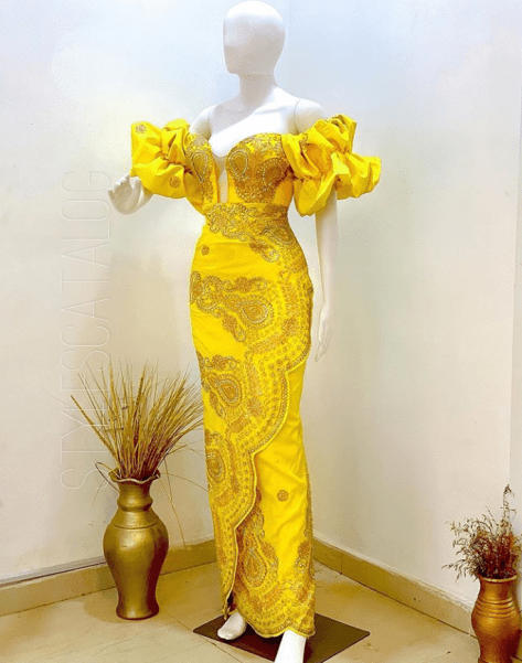 Look Classy And Mature To Your Next Occasion With These Yellow Fabric Styles (4) (2)