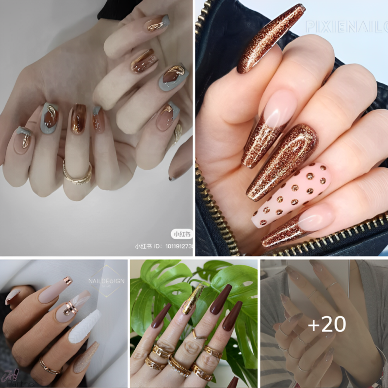 20 Easy Brown Coffin Nails For You To Rock This Year