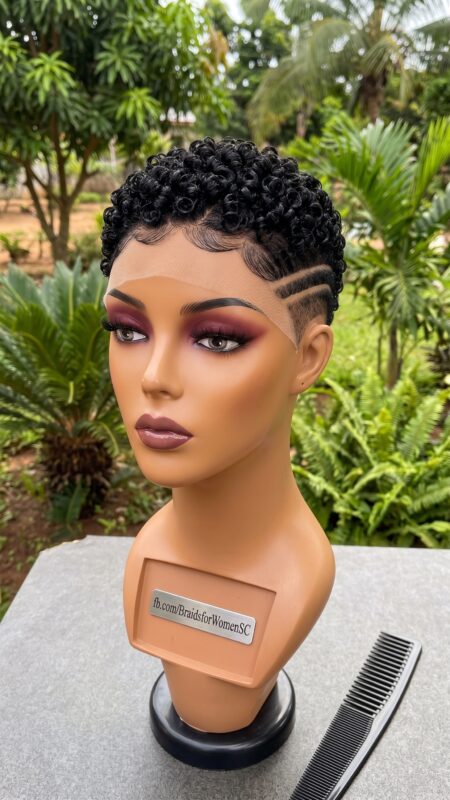 What A Curly Pixie Wig Looks Like On A Bust Form Versus On Your Head #BraidsforWomenSC