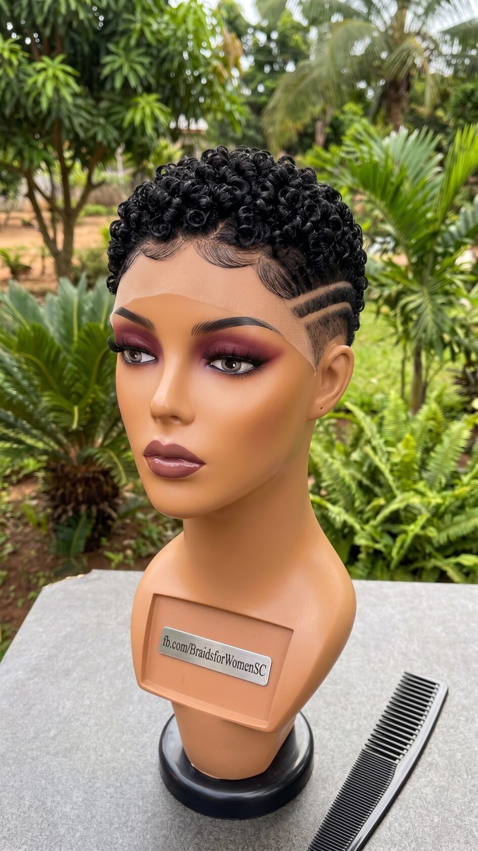 What A Curly Pixie Wig Looks Like On A Bust Form Versus On Your Head #BraidsforWomenSC