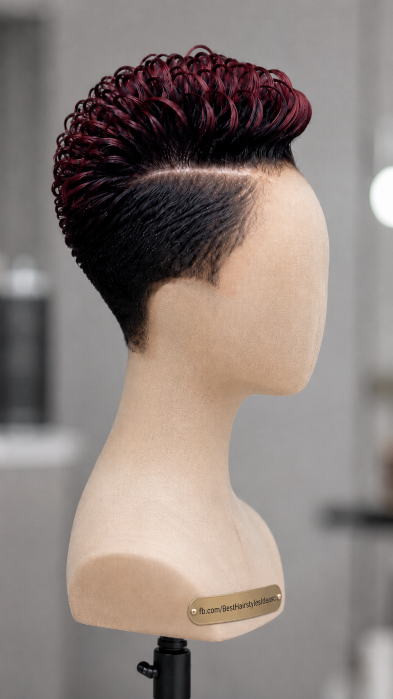 Burgundy Plum Crest Meets Shadow Black Taper: Why High-Crown Lift Redefines A Two-Tone Pixie Wig #BestHairstylesIdeasc