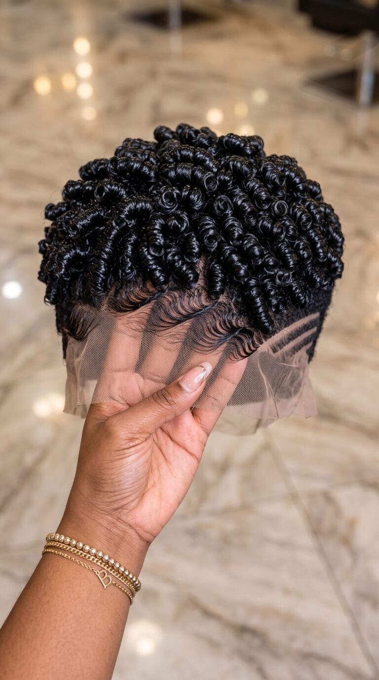 Dual Curved Carving Meets High-Gloss Crown Spirals: Why Hairline S-Waves Define A Jet Black Pixie Wig #BraidsforWomenSC