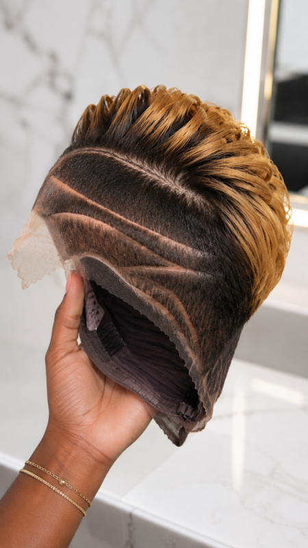 Honey Blonde Crest Meets Curved Razor Carving: Why Internal Cap Architecture Secures A Two-Tone Pixie Wig #africanprintdesigners