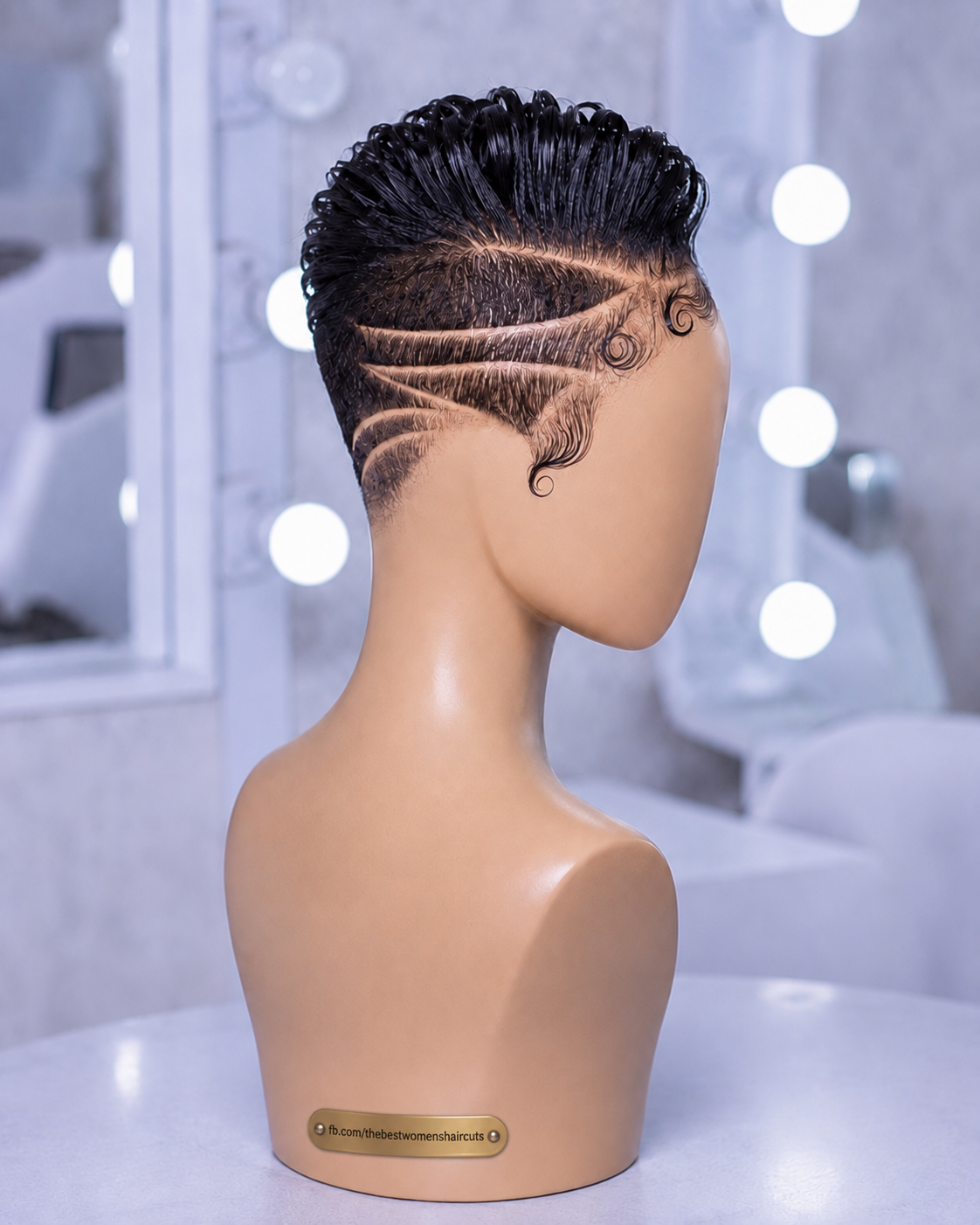 Sculpted Swirl Edges Meet Geometric Razor Lines: Why Sideburn Swirls Anchor A Jet Black Pixie Wig #thebestwomenshaircuts