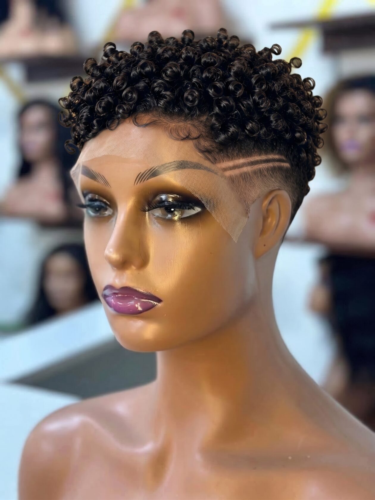 Where To Buy This Black Curly Pixie Lace Wig With Side Lines 😍✨ #braids.beautiess