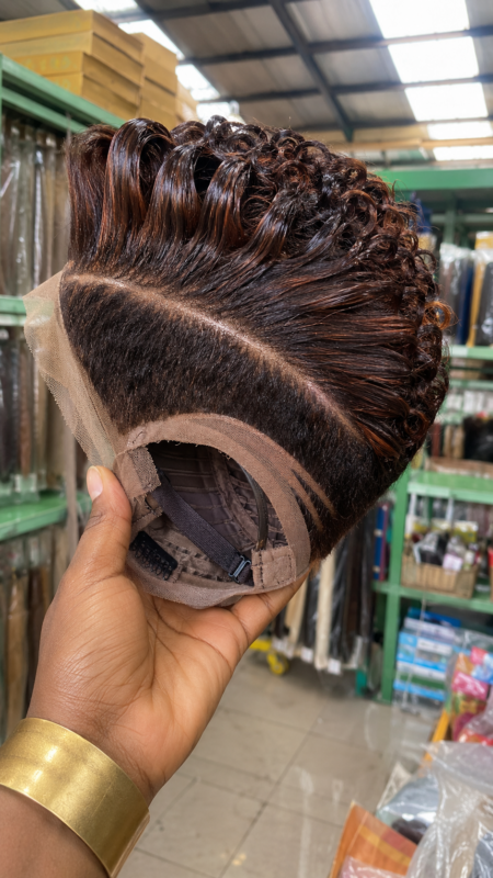 Dual Curved Razor Tracks Anchor An Auburn-Streaked Ridge Pompadour Pixie Wig #yourfashionassistant