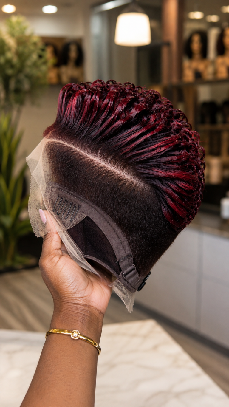 Why Do Some Burgundy Pixie Wigs Look Like Ribbons Instead Of Loose Curls? #africanprintdesignersh
