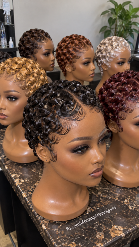 Six Sculpted Finger Curl Pixie Wigs in Black, Burgundy, Copper, Blonde and Brown #apd