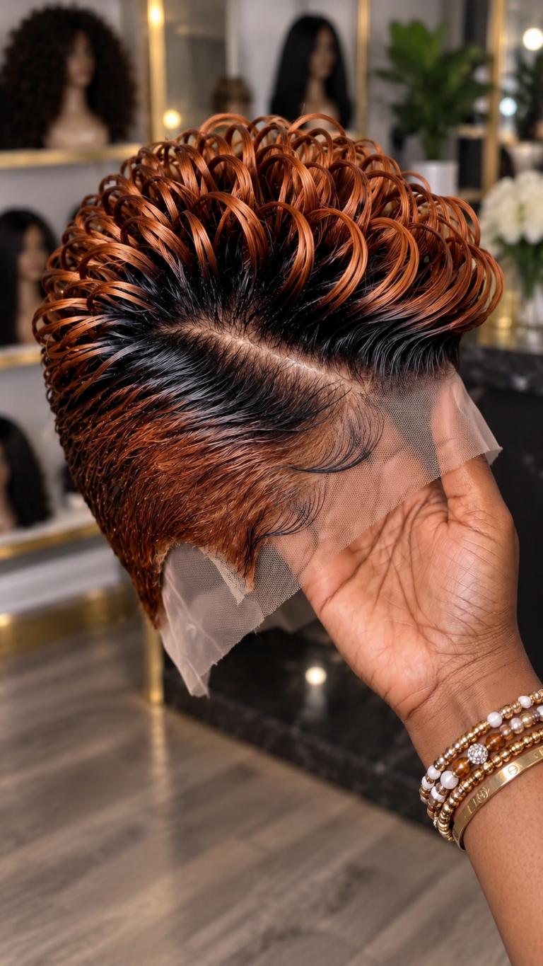 Copper Ribbon Curls with a Sleek Side Part #bb