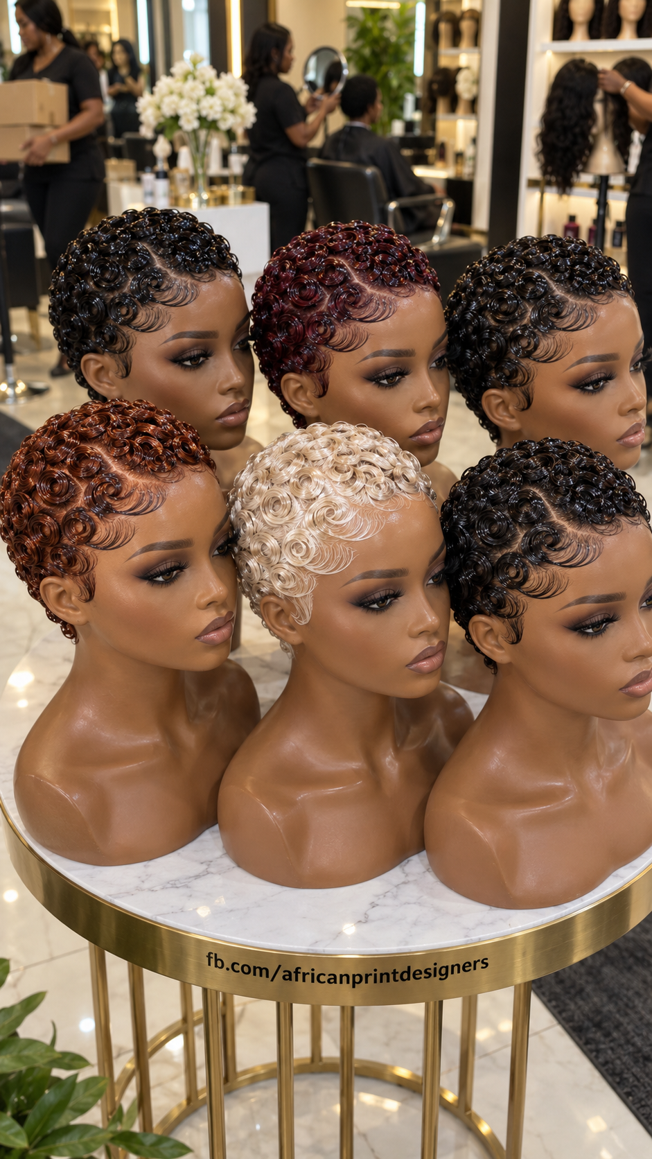 Six Sculpted Finger Coil Pixie Wigs in Burgundy, Copper, Platinum Blonde and Black #apd